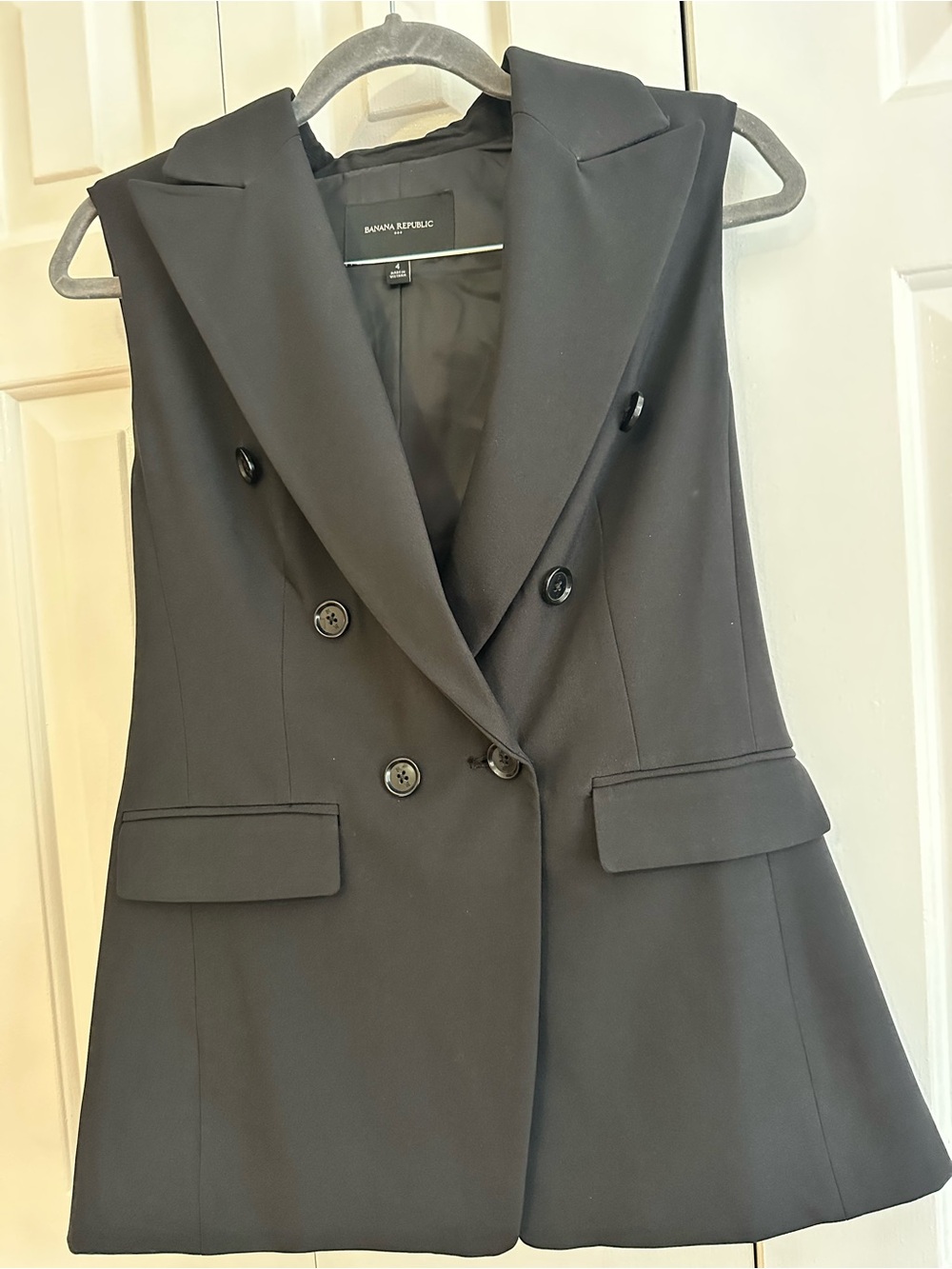 Banana Republic Women's Double-Breasted Vest in Black Size 4 Like New
